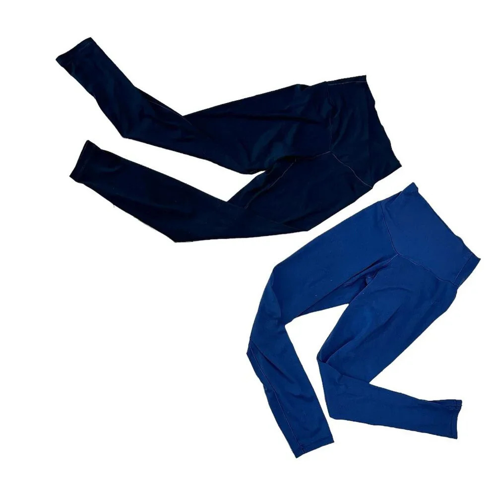 Set of TWO Black & Navy Offline by AERIE Hi-Rise 7/8 Leggings - Small